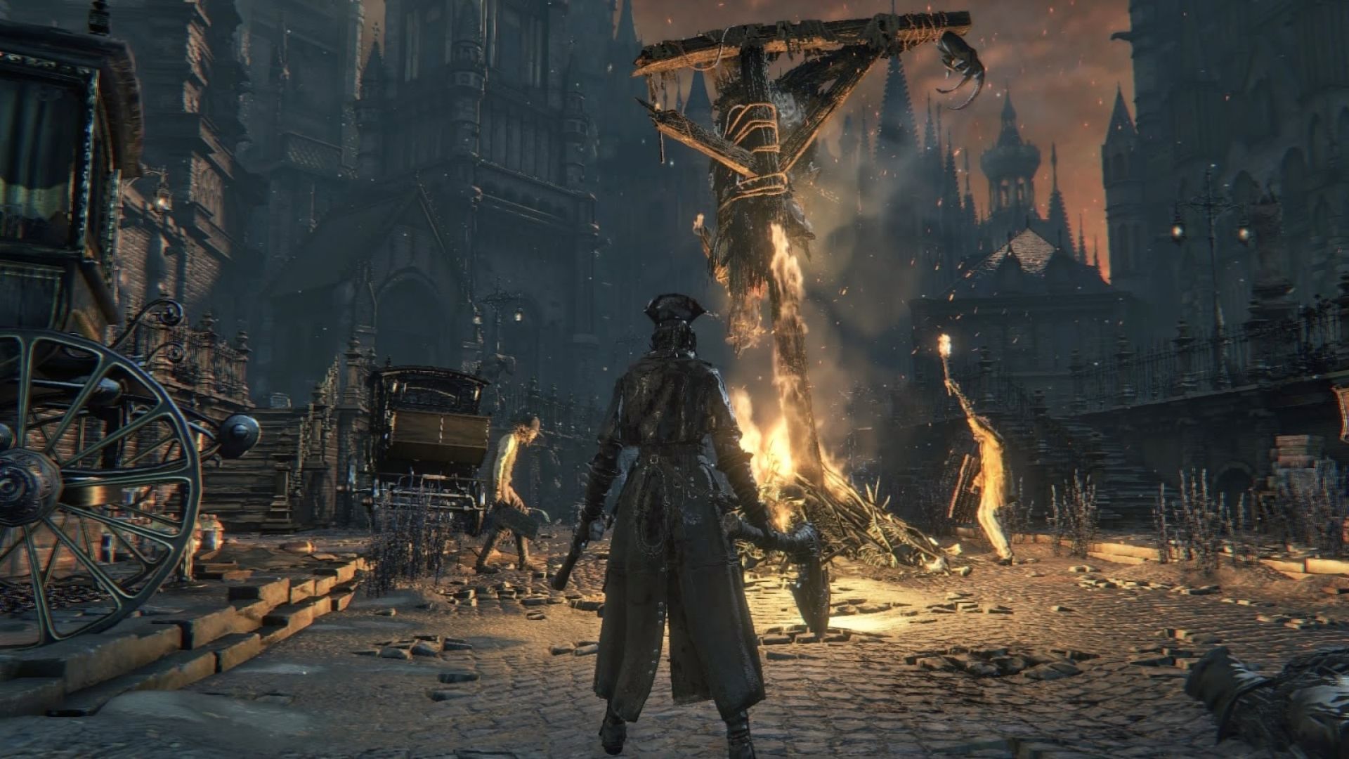 Un rogo nella piazza di Yharnam Centrale